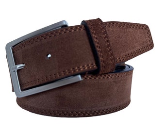 Mens Italian suede belt  Brown 40mm