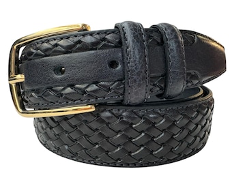 Blue Genuine Split Cowhide Genuine Leather Woven Weaved Gold  display picture 3