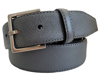 Italian Leather Belt Grey Calf Leather Pebble Embossed 35mm