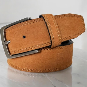 Italian Suede Belt Tan 40mm