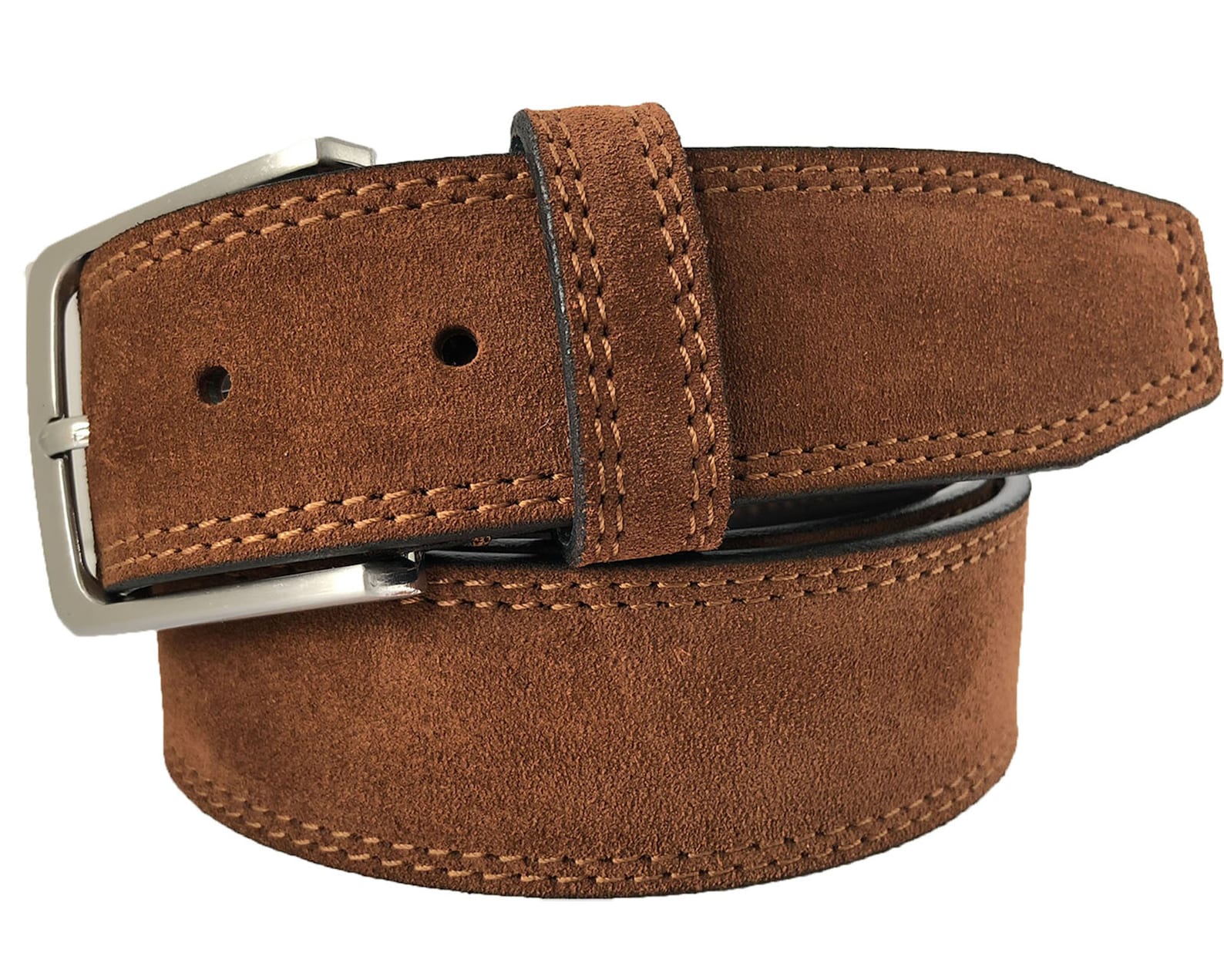 Mens Italian Suede Belt Brown 40mm Etsy Norway