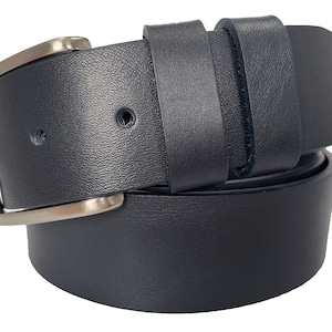 Mens darkest navy blue single skin hide Italian hide leather belt  40mm