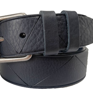Italian Single Skin Bull Hide Leather Belt Darkest Navy Blue 40mm
