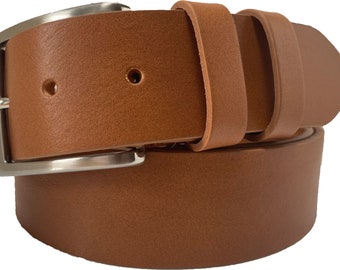 Mens Honey Tan single skin Italian hide leather belt  40mm