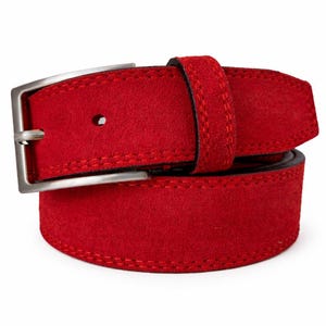 Ceinture italienne en daim pour homme rouge 35 mm
