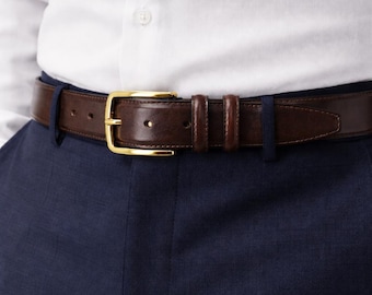Brauner Herrengürtel Italienisches Leder mit Goldschnalle