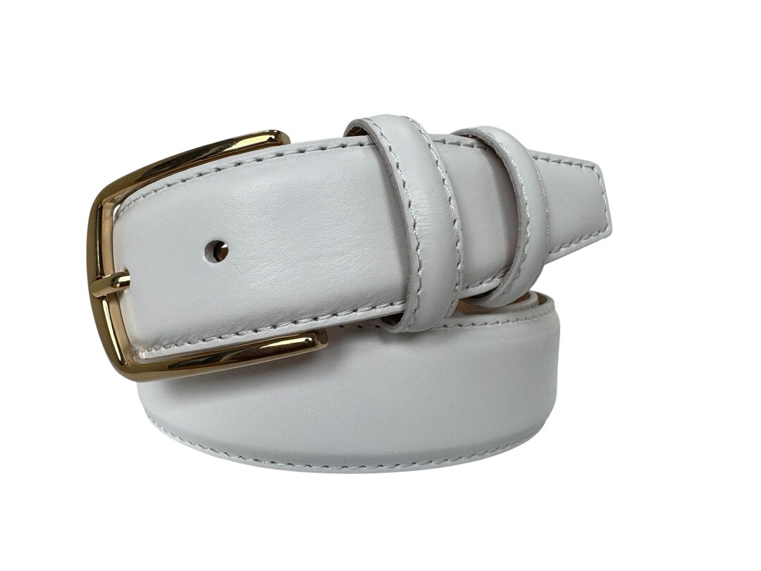 Italian Leather Gold Buckle Stitched Belt Peruzzi Stitched Leather Belt Brown Gold Brass Buckle Italy  main image 2