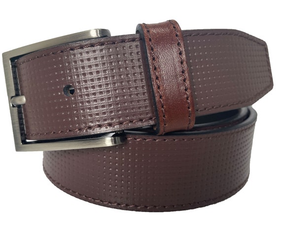 Italian Leather Belt Brown Embossed 35mm - Etsy display picture 1