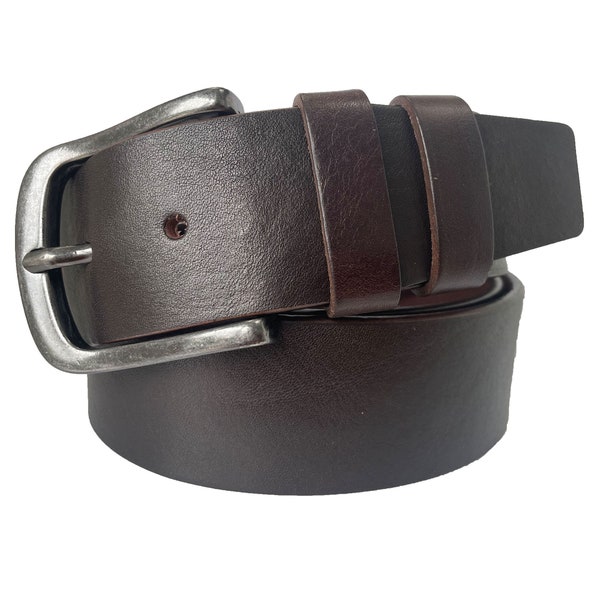 Mens Brown Single Skin Bull Hide Italian leather belt Extra wide 45mm