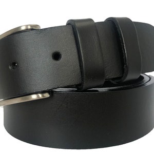 Mens black single skin hide Italian hide leather belt  35mm