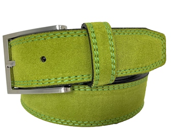 Womens Dark Green Belt for Jeans Real Leather Ladies Thick  display picture 1