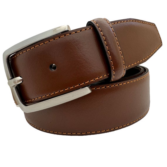 Italian Leather Belt Cognac Tan Calf Leather 35mm - Etsy display picture 2