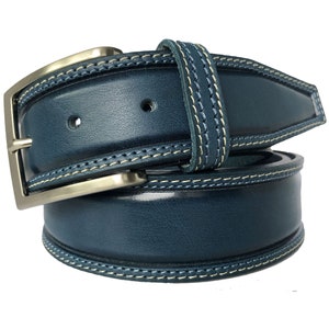 Mens Denim Blue single skin hide Italian hide leather belt 40mm