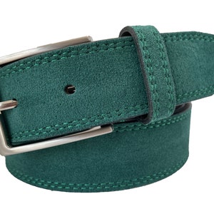 Mens Italian Suede Belt Green 35mm