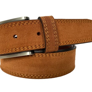 ●DOFFJASON● Suede Western Belt CAMEL DJ23FWCBT006CML Thin camel leather belt with Western buckle | The Kooples US