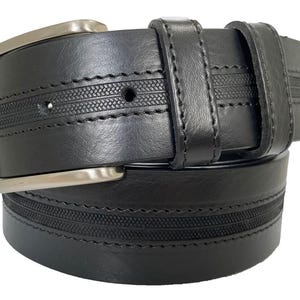 Mens Black single skin Italian hide leather belt square tip 40mm