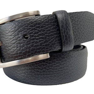 Italian Grained Calf Leather Belt Classic Dark Navy Blue 35mm