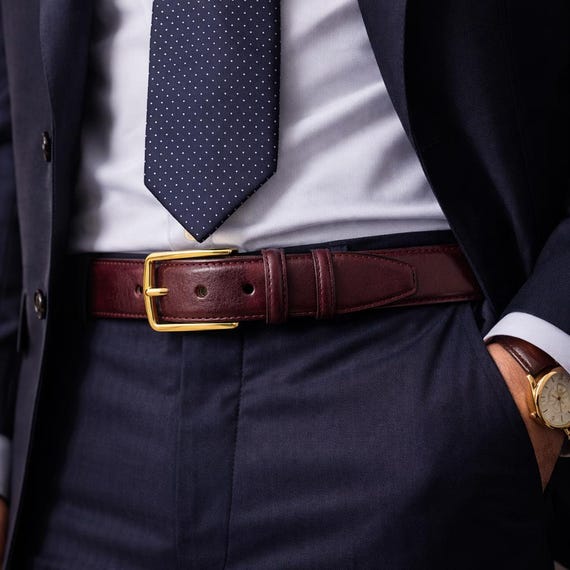 burgundy leather dress belt Burgundy Full Grain Leather Dress Belt 32mm - Spain