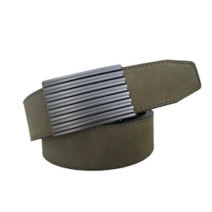 Olive Green Suede Belt AUTOMATIC RATCHET BUCKLE 40MM
