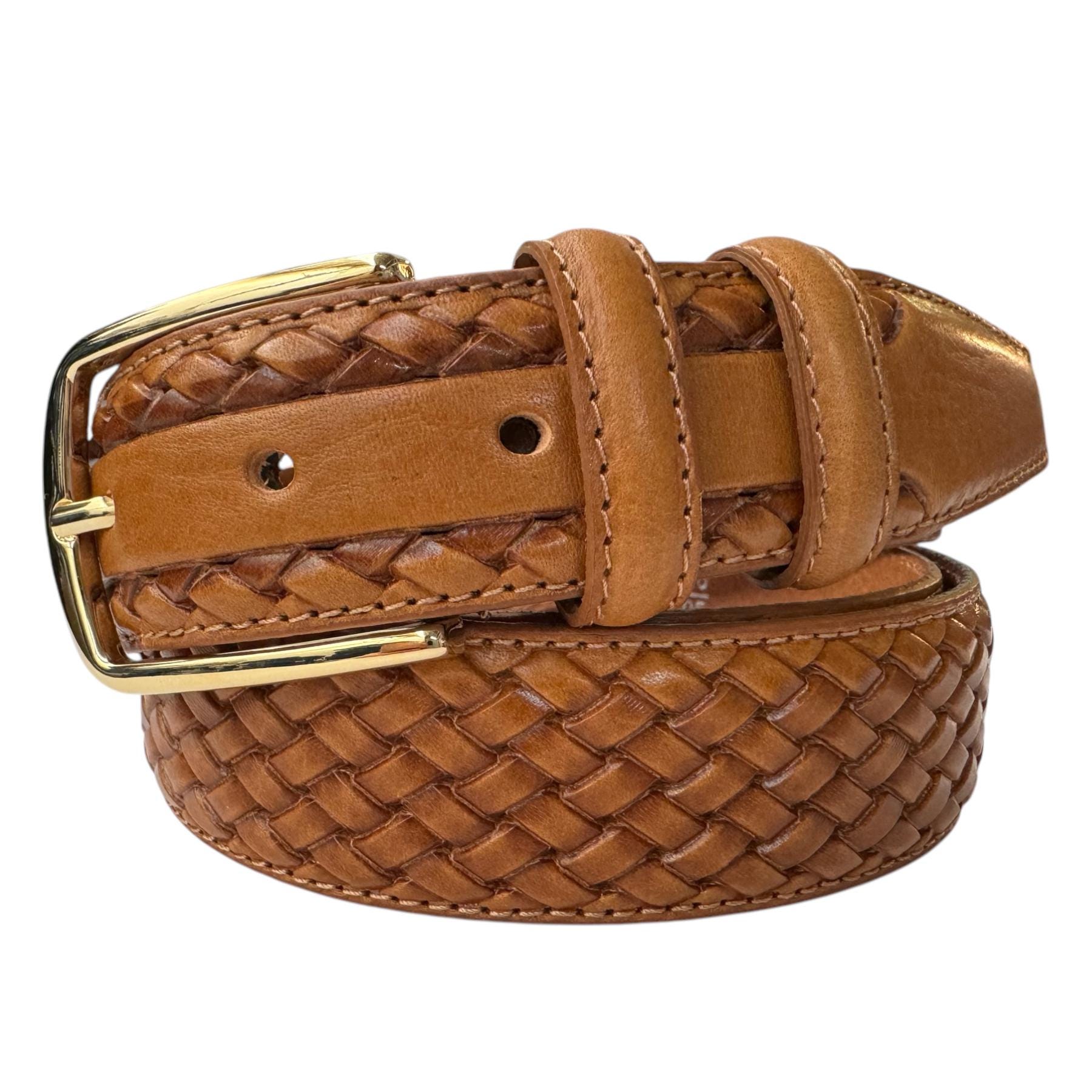 ?BE&D Olive Patent Braided Belt with Gold-Tone Hardware Made In Italy? Wave Belt-Olive Colorblock – Threads main image 4