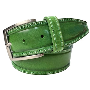Mens Green single skin hide Italian hide leather belt 40mm