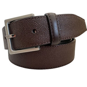 Italian Calf  Leather Belt Brown Pebble Embossed 35mm