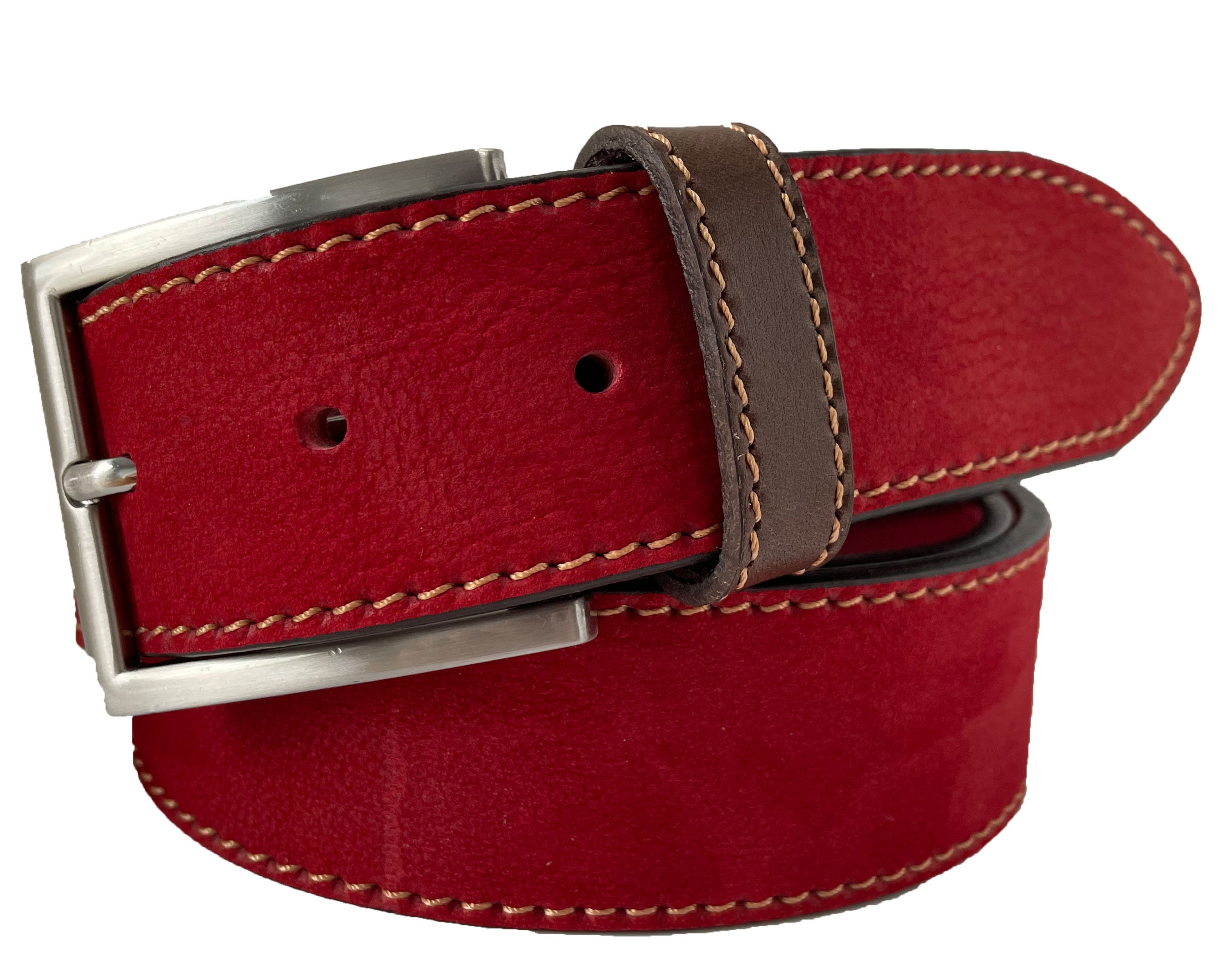  XIXIDIAN Red Leather Belt Men Automatic Buckle Mens