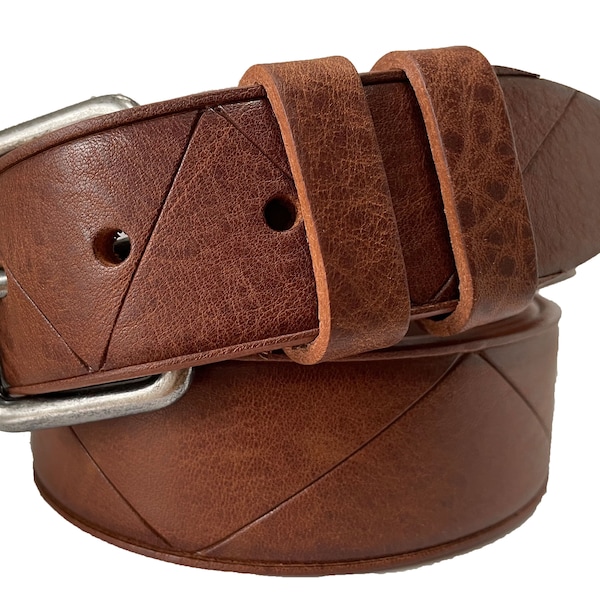 Italian Single Skin Bull Hide Leather Belt Cognac Tan 40mm