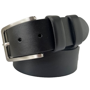 Mens Black  classic single skin hide Italian hide leather belt 40mm
