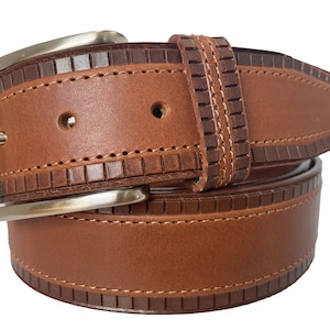 Tan single skin hide Italian hide leather belt 40mm