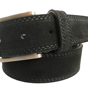 Mens Italian suede belt Black 35mm