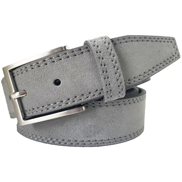 Ceinture italienne en daim pour homme Gris clair 35 mm