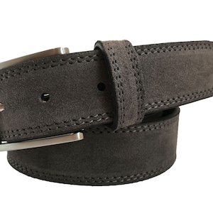 Mens Italian suede belt Dark Grey 35mm