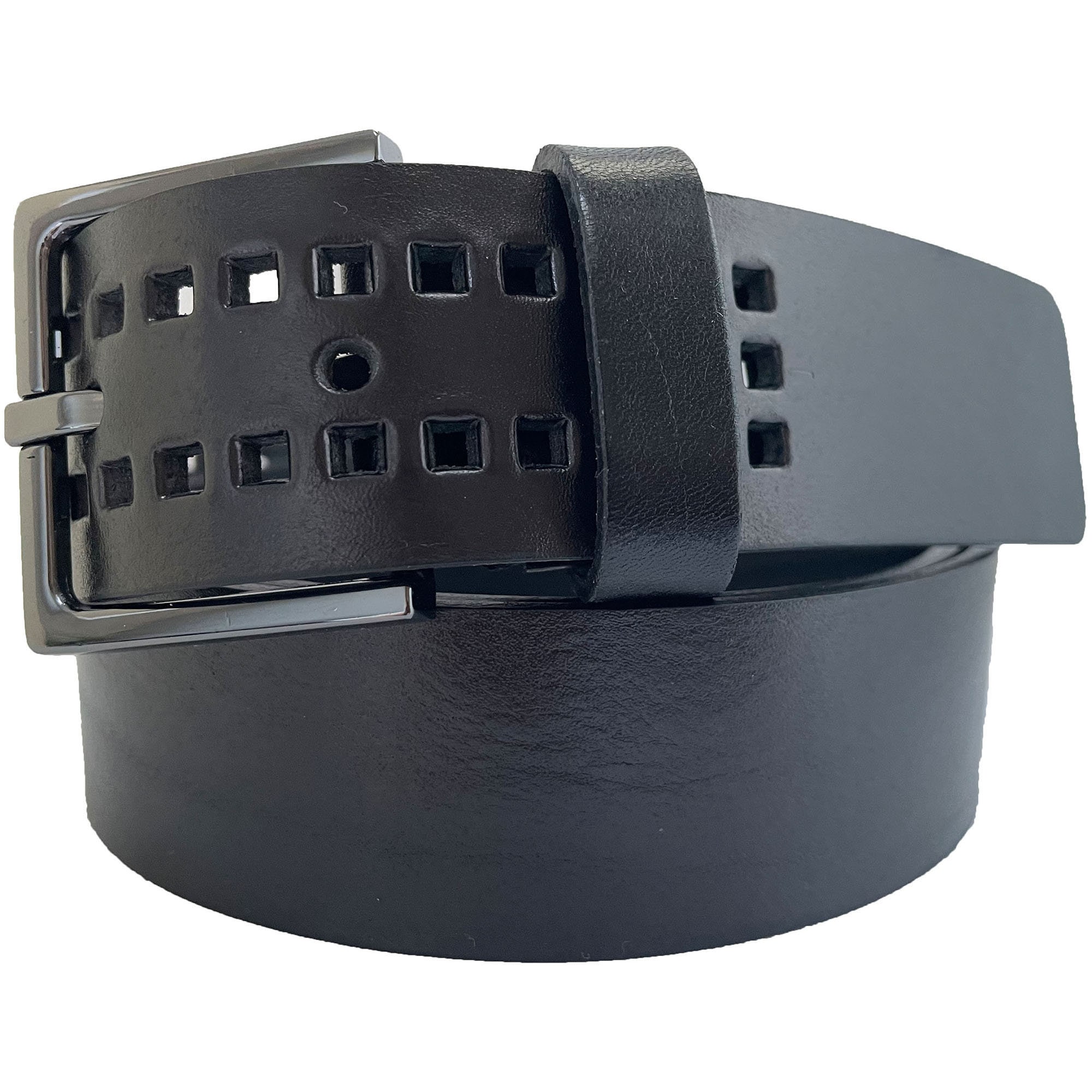 Black Italian leather belt square buckle 36-38 Buy Men main image 2