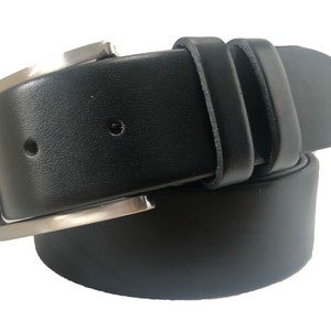 Mens black single skin hide Italian hide leather belt  40mm
