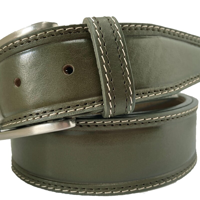 thumbnail image 2 of TheBeltShoppe.com Men's 1.5" Full Grain Buffalo Leather Double Prong Belt – Brown, Made In USA 2 of 2