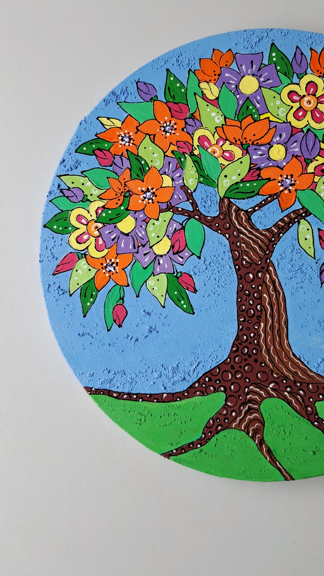 Tree of Life as an Inspiration Art. Flower Tree Art Therapy. Tree Wall Art. Family Roots