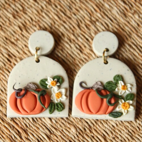 Pumpkin Earrings Autumn Earrings Handmade Polymer Clay Etsy