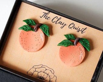 Orange clay earrings - Orange stud earrings - Handmade polymer clay earrings - Nickel free