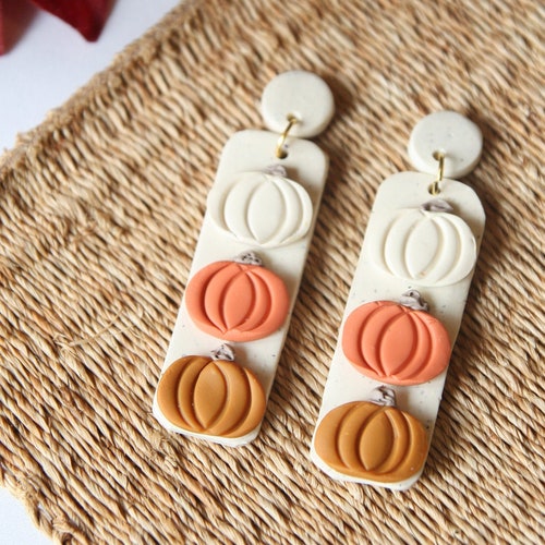 Pumpkin Clay Earrings Fall Clay Earrings Handmade Polymer Etsy