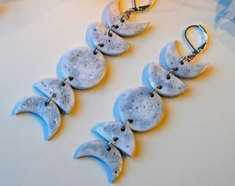 Moon phase earrings - Polymer clay earrings - Nickel free