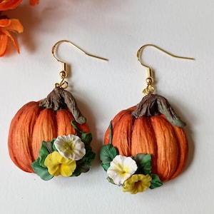 Kürbis Ohrringe Baumeln Herbst Ohrringe Handgemachte Ohrringe aus Polymer Clay Herbst Schmuck Geschenk für Mutter Geschenkideen für Frau Cottage Core Ohrring