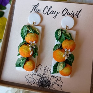 Orange Earrings Dangle Fruit Earrings Handmade Polymer Clay Earrings Fruit Jewelry Gift for Her Bridal Shower Gift Summer Earrings