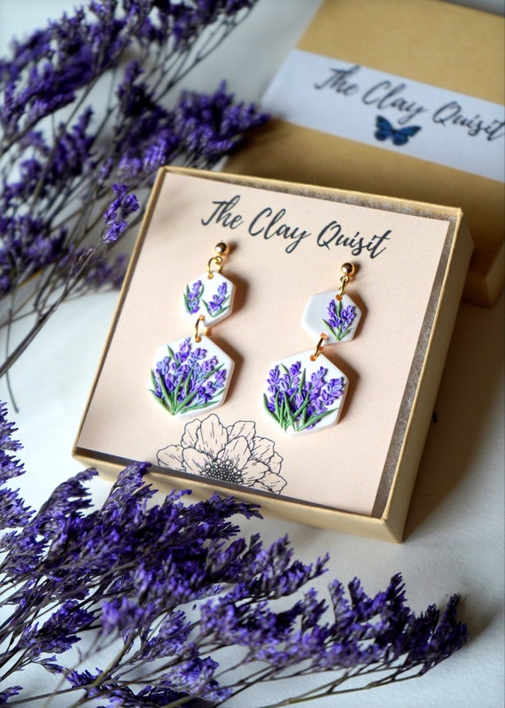 Lavender clay earrings deals