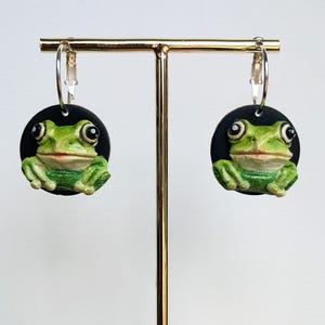 Frog Earrings Dangle Polymer Clay Earrings Cute Frog Gifts for Friend Birthday Gift Ideas Under 25 Funny Animal Earrings Frog Jewelry