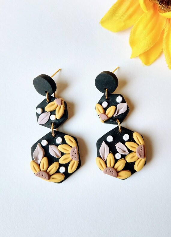 Buy Sunflower Earrings Floral Earrings Polymer Clay Earrings 2
