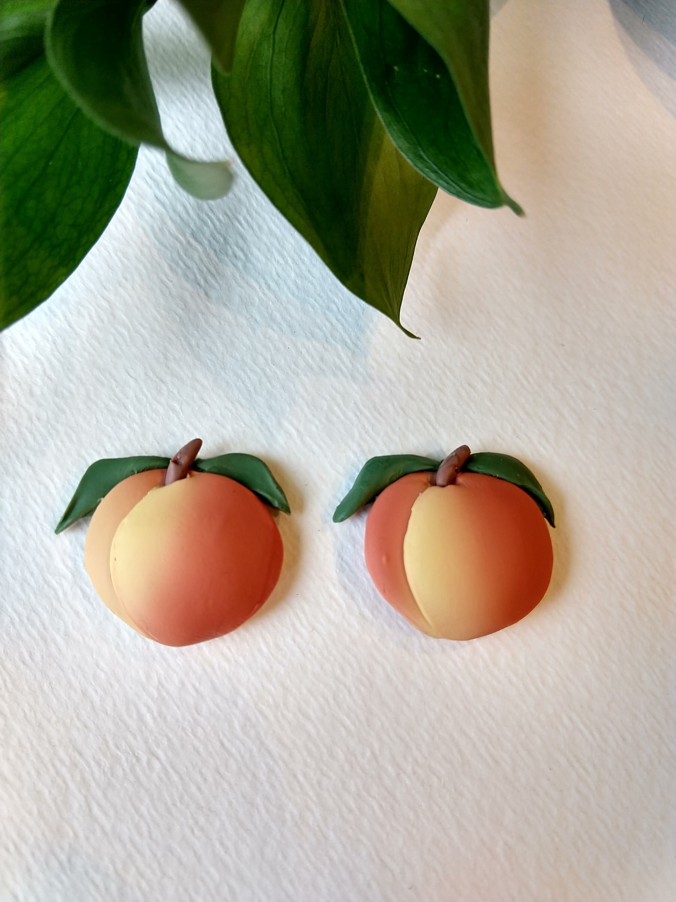 Peach Earrings Peach Studs Polymer Clay Earrings Nickel Etsy