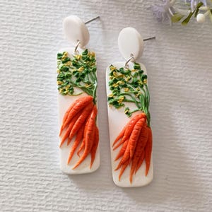 Carrot Earrings Dangle Orange Clay Earrings Handmade Polymer Clay Jewelry Carrot Gifts for Vegan Lovers Cottage Core Earrings Gifts for Her