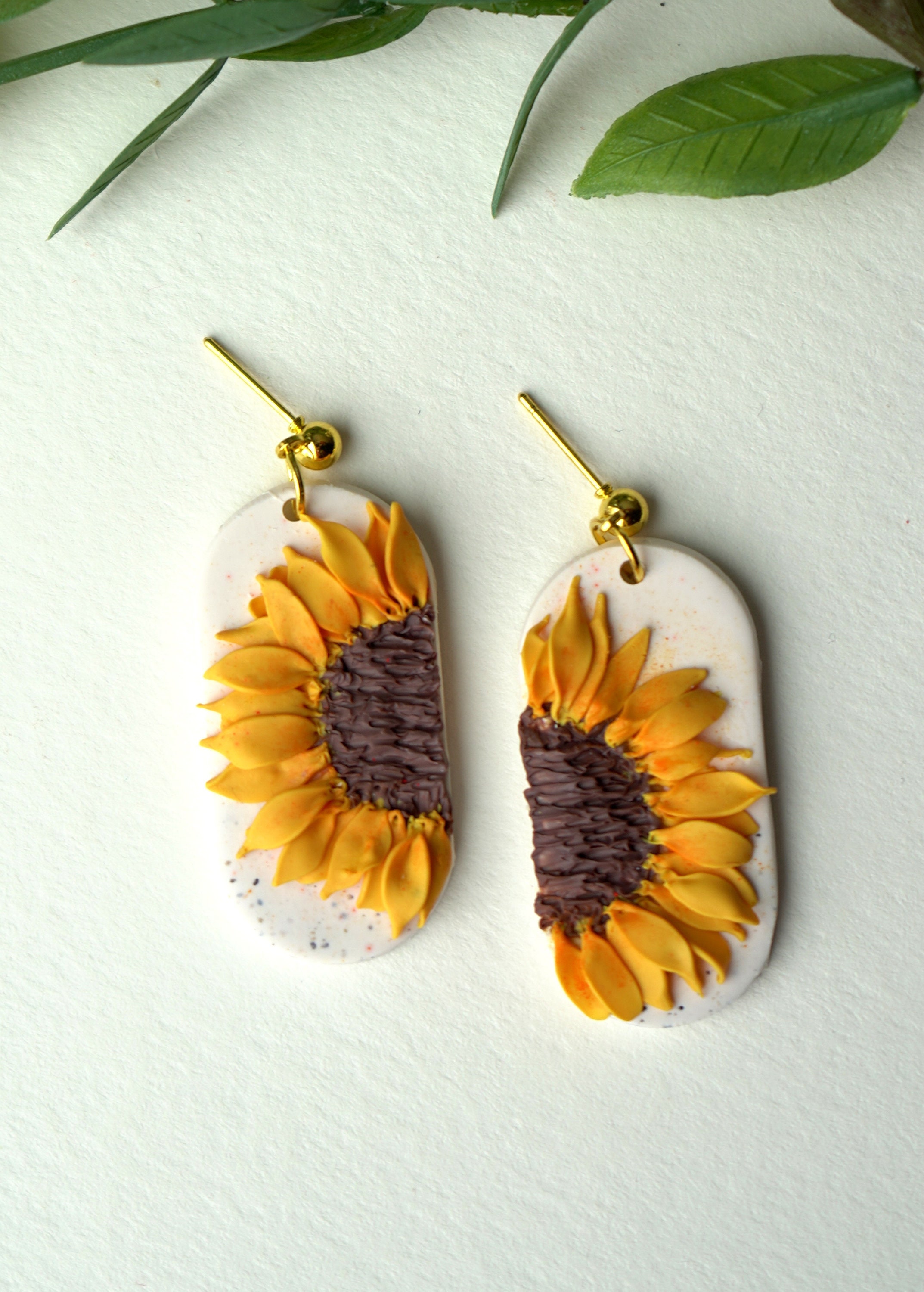 Sunflower Earrings Polymer clay earrings Nickel free Etsy