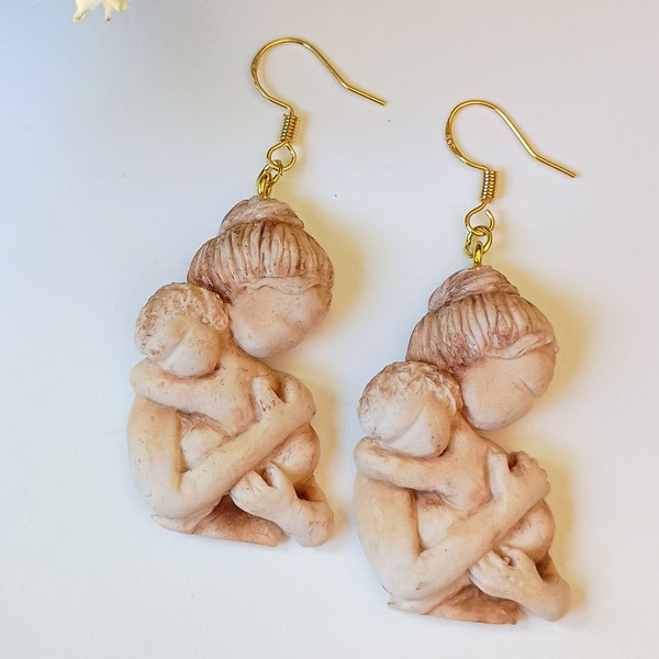 Mothers Day Earrings Handmade Mothers Day Gift Dangle Clay Earrings Baby Shower Gifts for Mother Unique Jewelry Gift for Wife Hypoallergenic